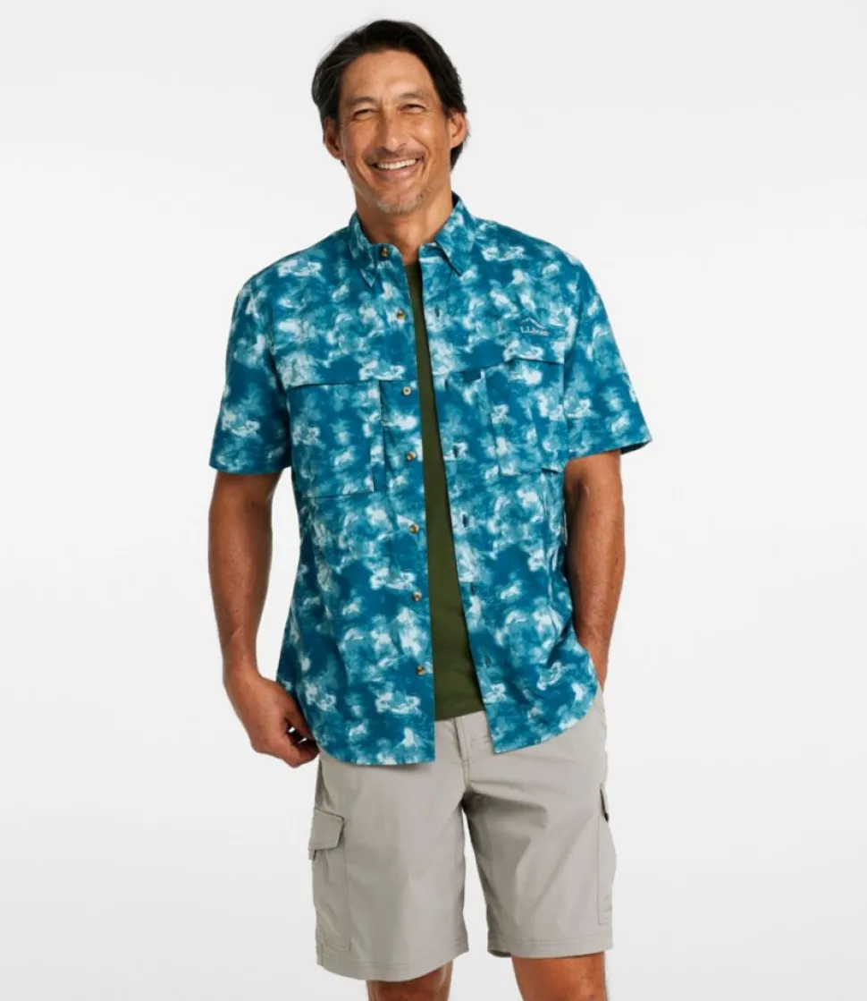 Outlet L.L.Bean "Men's Tropicwear Shirt, Short-Sleeve Print" DeepwaterBlueWatercamo