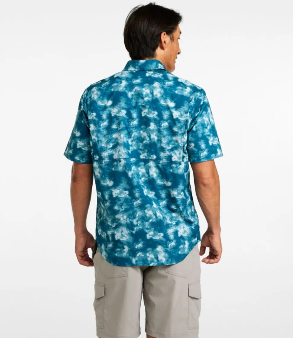 Outlet L.L.Bean "Men's Tropicwear Shirt, Short-Sleeve Print" DeepwaterBlueWatercamo