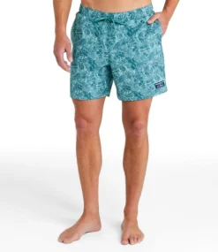 Sale L.L.Bean "Men's Vacationland Stretch Swim Trunks, Print, 6"" DeepwaterBlueTropical