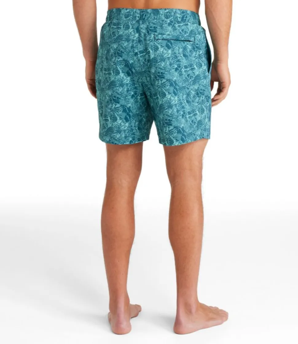 Sale L.L.Bean "Men's Vacationland Stretch Swim Trunks, Print, 6"" DeepwaterBlueTropical