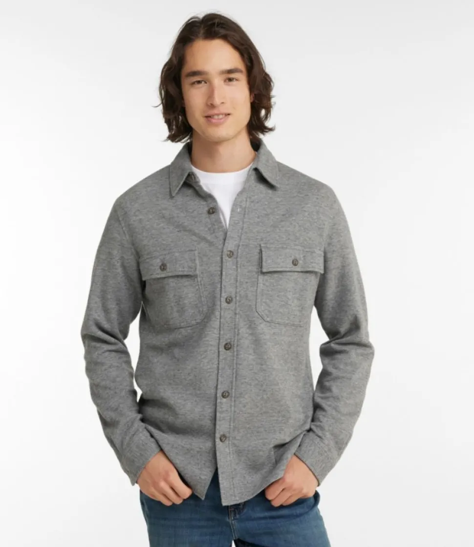 Sale L.L.Bean "Men's Washed Cotton Double-Knit Chamois Shirt, Long-Sleeve"