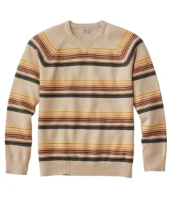 Discount L.L.Bean "Men's Wicked Soft Cotton/Cashmere Sweater, Crewneck, Stripe" Barley