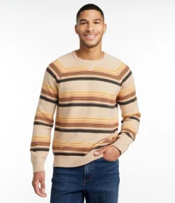 Discount L.L.Bean "Men's Wicked Soft Cotton/Cashmere Sweater, Crewneck, Stripe" Barley