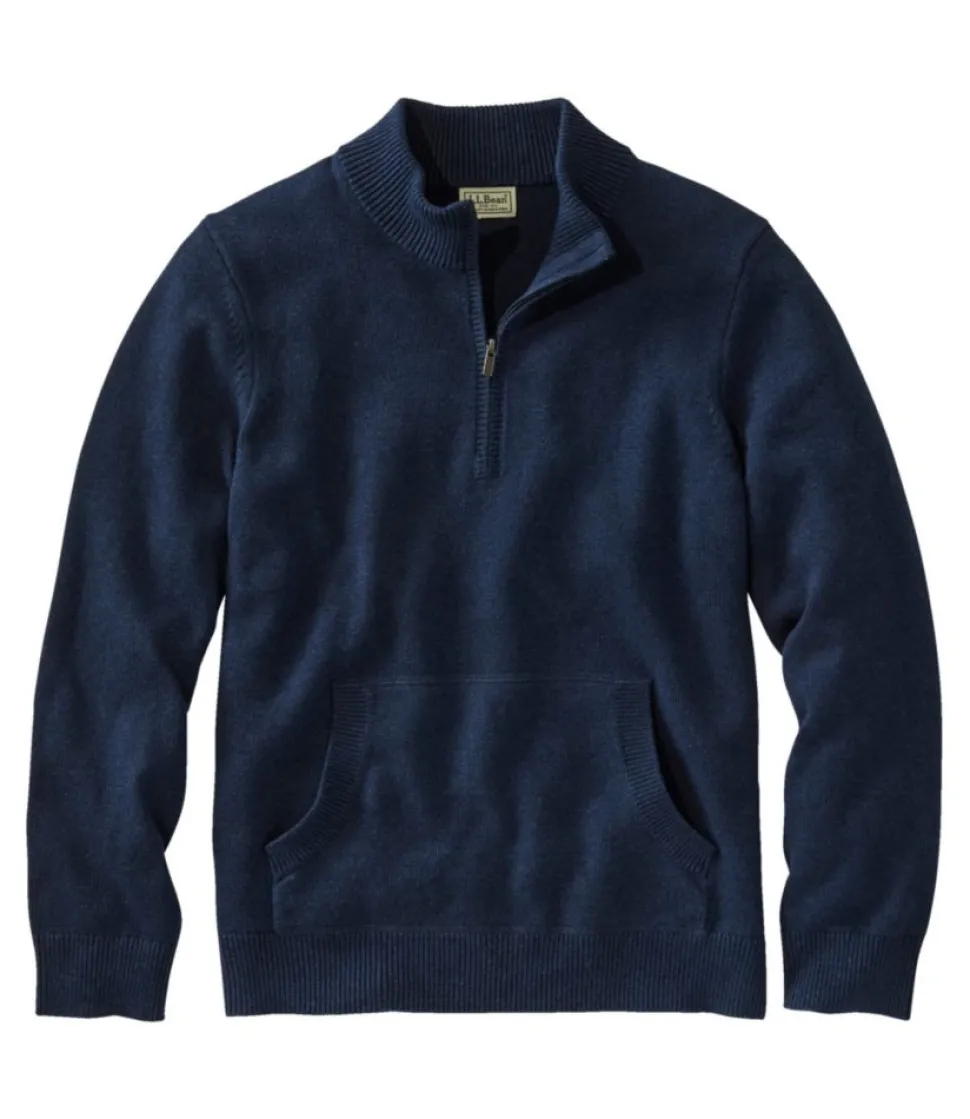 Hot L.L.Bean "Men's Wicked Soft Cotton/Cashmere Sweater, 1/4 Zip"