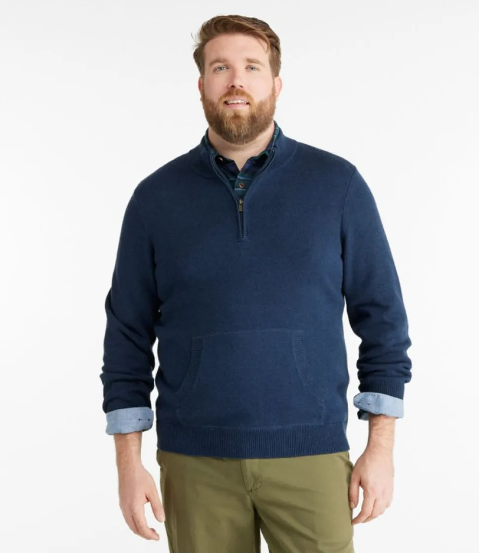 Hot L.L.Bean "Men's Wicked Soft Cotton/Cashmere Sweater, 1/4 Zip"