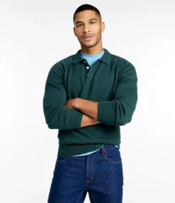 Discount L.L.Bean "Men's Wicked Soft Cotton/Cashmere Sweater, Rugby Polo"