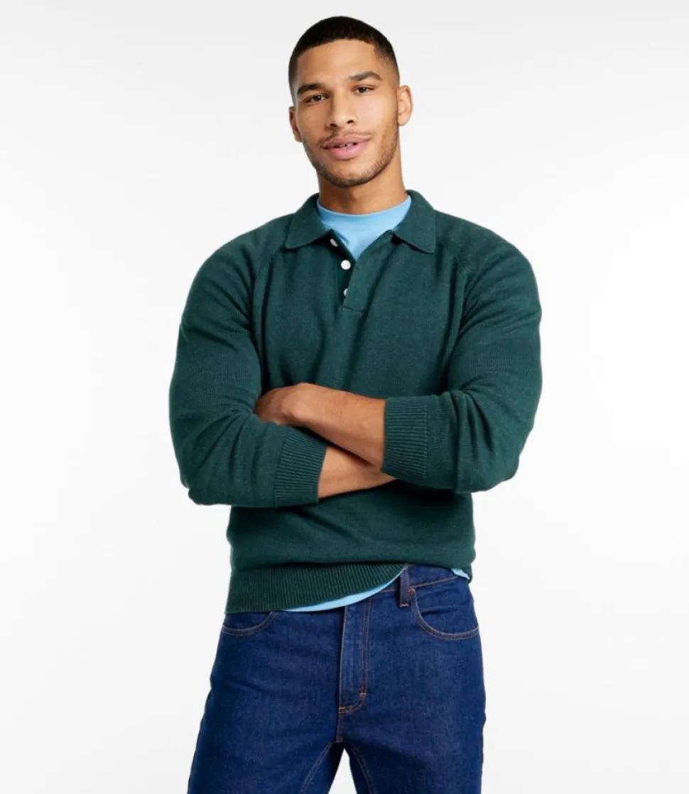Discount L.L.Bean "Men's Wicked Soft Cotton/Cashmere Sweater, Rugby Polo"