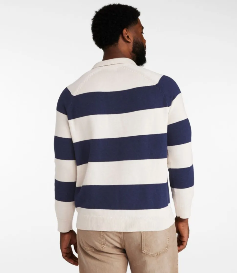 Cheap L.L.Bean "Men's Wicked Soft Cotton/Cashmere Sweater, Rugby Polo, Stripe"