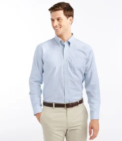 Fashion L.L.Bean "Men's Wrinkle-Free Classic Oxford Cloth Shirt, Traditional Fit University Stripe"