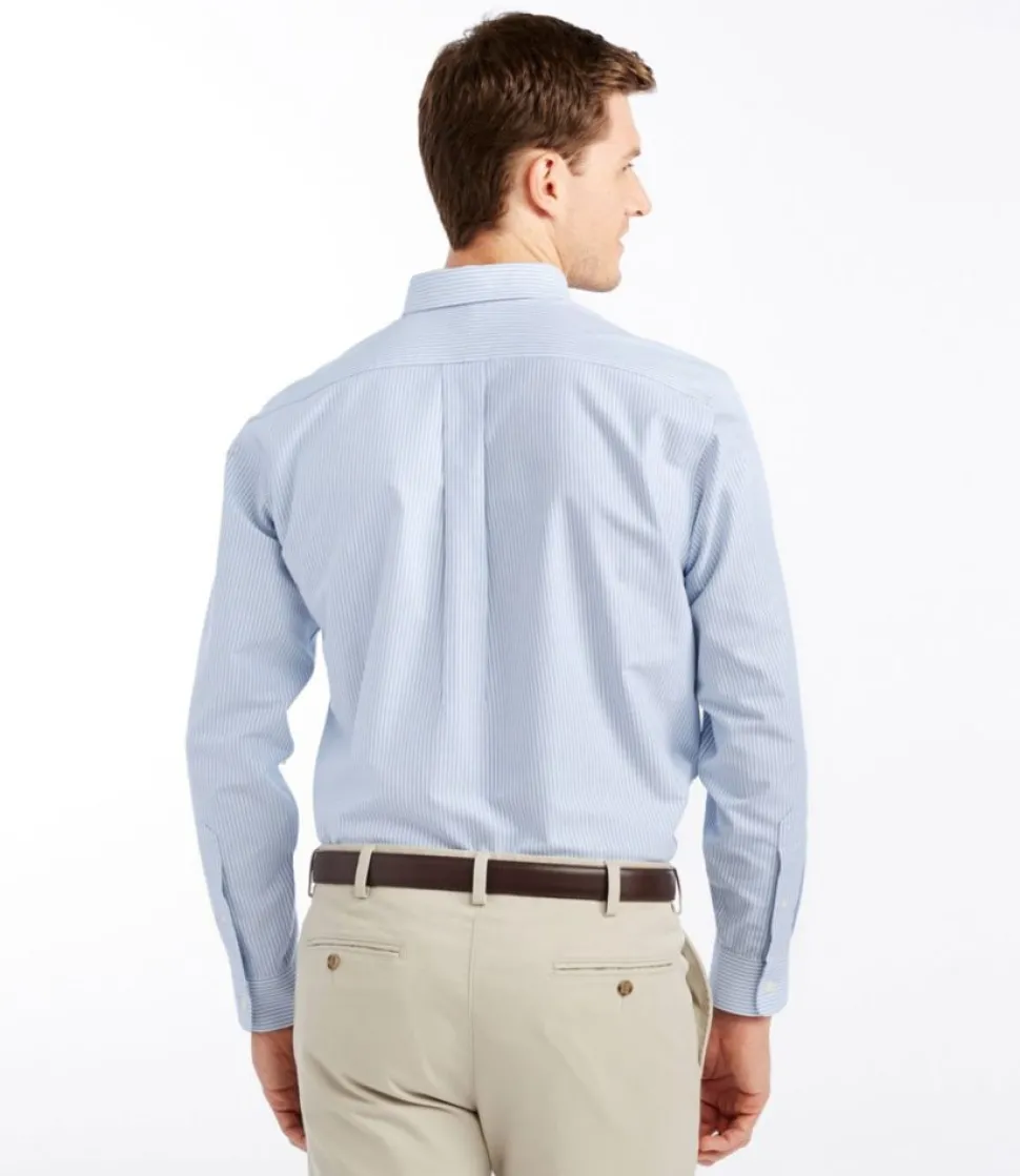 Fashion L.L.Bean "Men's Wrinkle-Free Classic Oxford Cloth Shirt, Traditional Fit University Stripe"