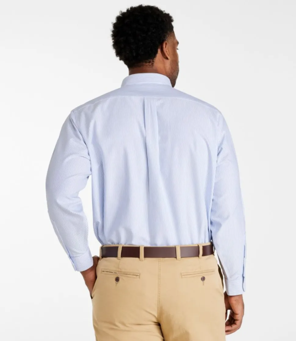 Fashion L.L.Bean "Men's Wrinkle-Free Classic Oxford Cloth Shirt, Traditional Fit University Stripe"