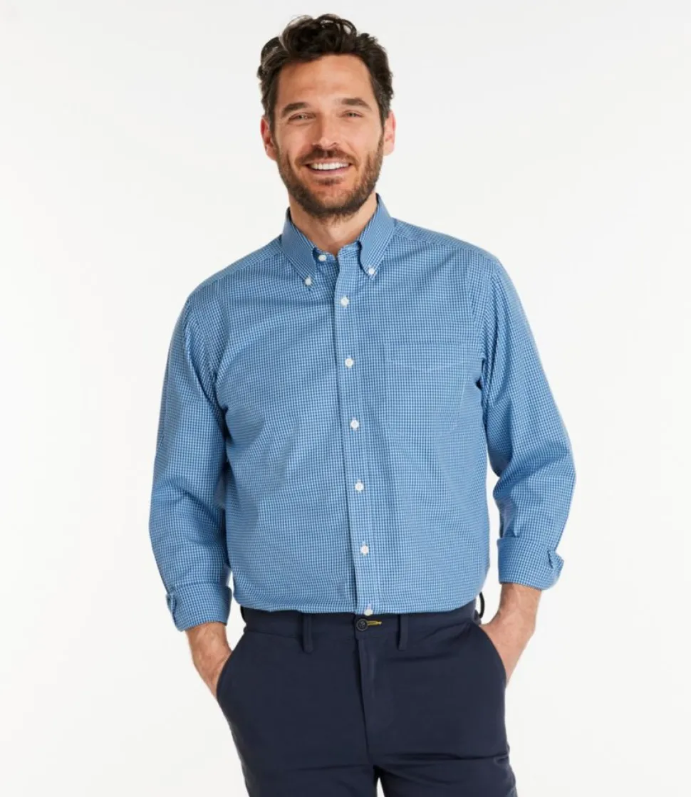 Best Sale L.L.Bean "Men's Wrinkle-Free Pinpoint Oxford Cloth Shirt, Traditional Fit Tattersall"