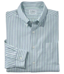 Outlet L.L.Bean "Men's Wrinkle-Free Pinpoint Oxford Cloth Shirt, Traditional Fit Stripe" LichenGreen