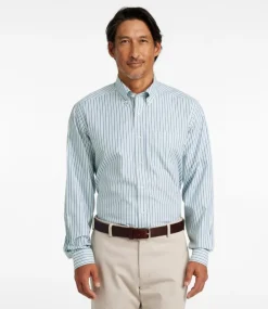 Outlet L.L.Bean "Men's Wrinkle-Free Pinpoint Oxford Cloth Shirt, Traditional Fit Stripe" LichenGreen