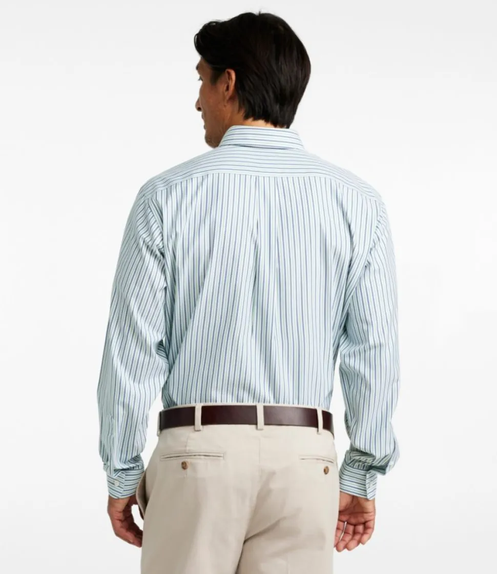 Outlet L.L.Bean "Men's Wrinkle-Free Pinpoint Oxford Cloth Shirt, Traditional Fit Stripe" LichenGreen