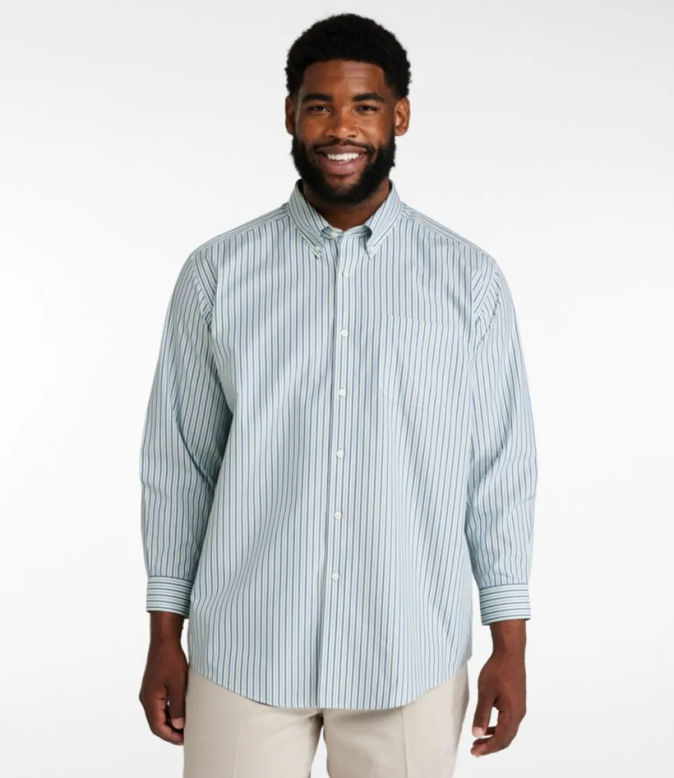Outlet L.L.Bean "Men's Wrinkle-Free Pinpoint Oxford Cloth Shirt, Traditional Fit Stripe" LichenGreen