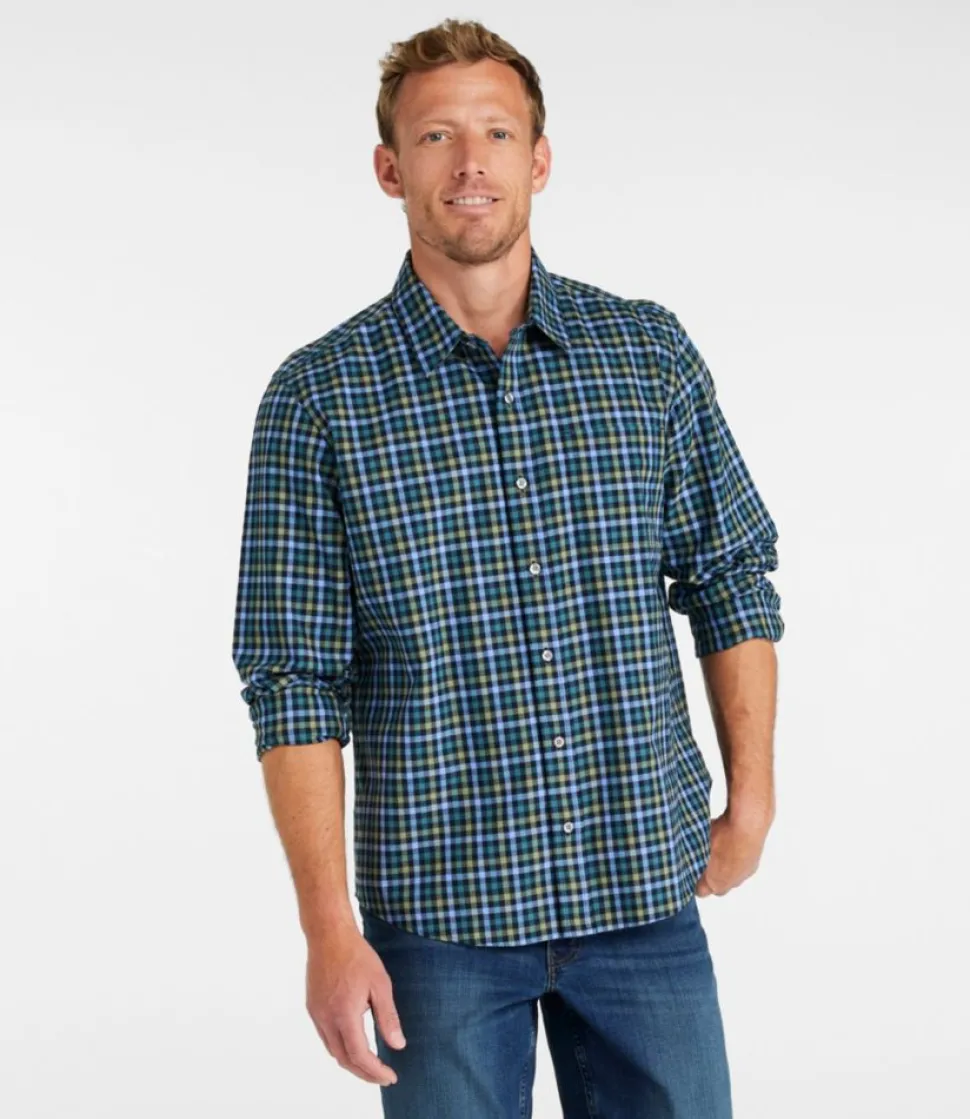 Clearance L.L.Bean "Men's Wrinkle-Free Ultrasoft Brushed Cotton Shirt, Long-Sleeve, Traditional Untucked Fit"