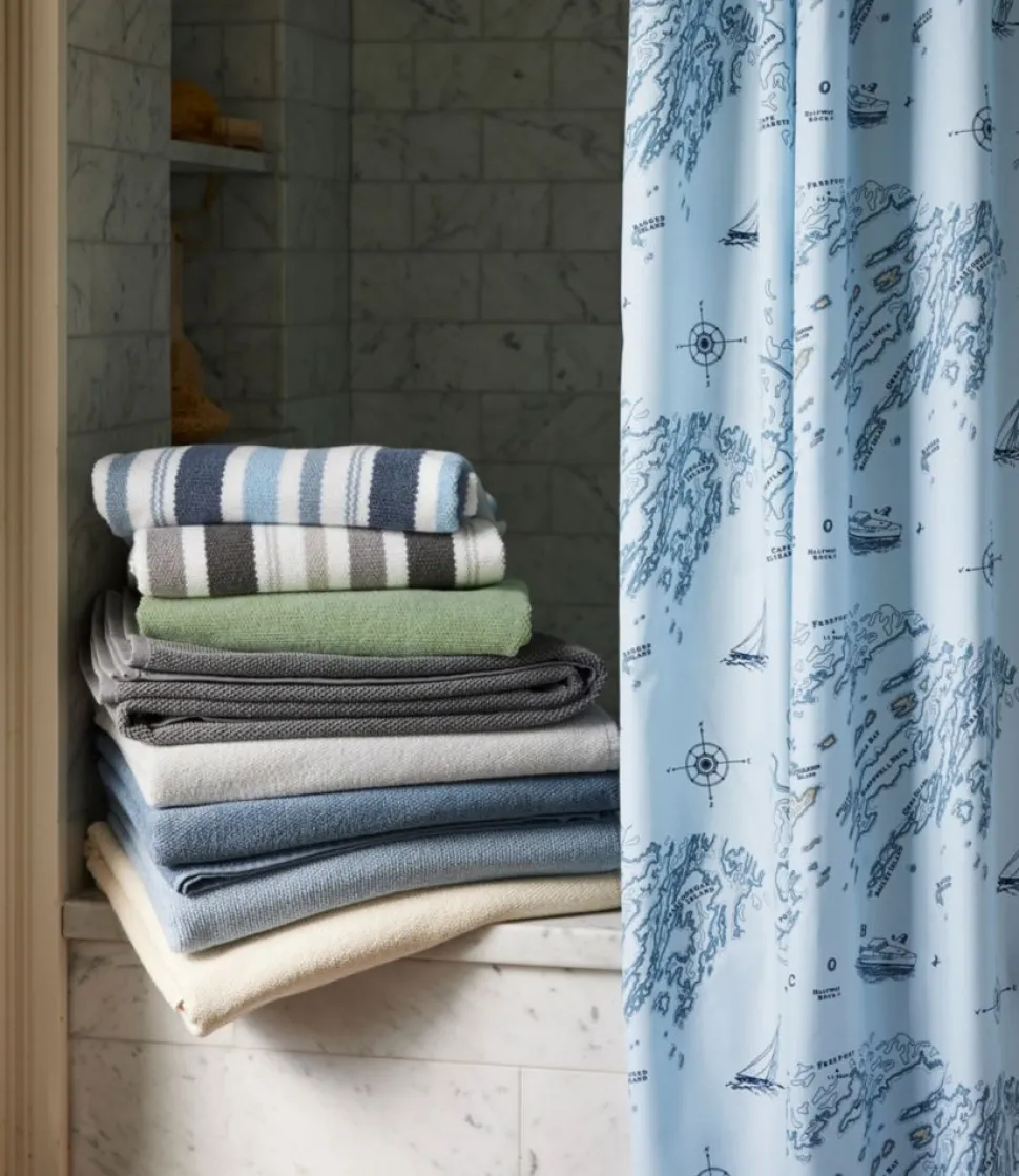 Flash Sale L.L.Bean "Nautical Map Shower Curtain" LightBlue