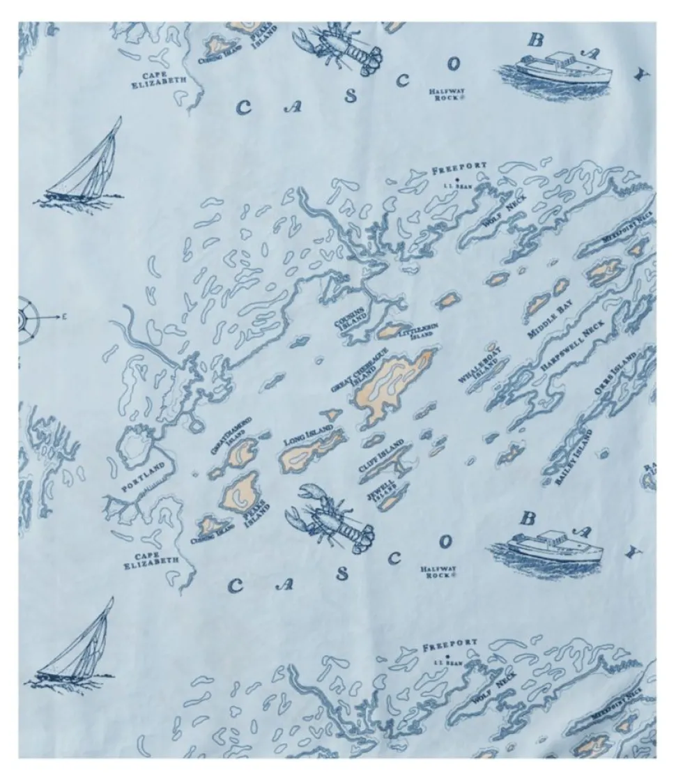 Flash Sale L.L.Bean "Nautical Map Shower Curtain" LightBlue