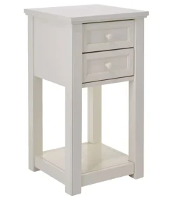 New L.L.Bean "Painted Farmhouse Two-Drawer Side Table" Ivory