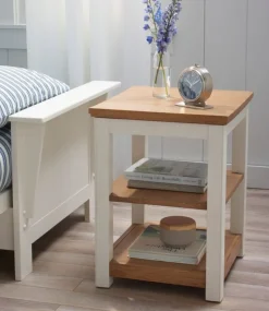Cheap L.L.Bean "Painted Farmhouse Two-Shelf End Table, Wood Top" Paperwhite