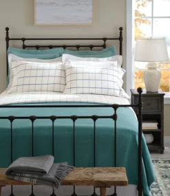 Best Sale L.L.Bean "Peached Cotton Sheet Collection, Windowpane" SeaSaltWindowpane