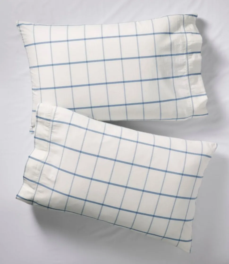 Best Sale L.L.Bean "Peached Cotton Sheet Collection, Windowpane" SeaSaltWindowpane