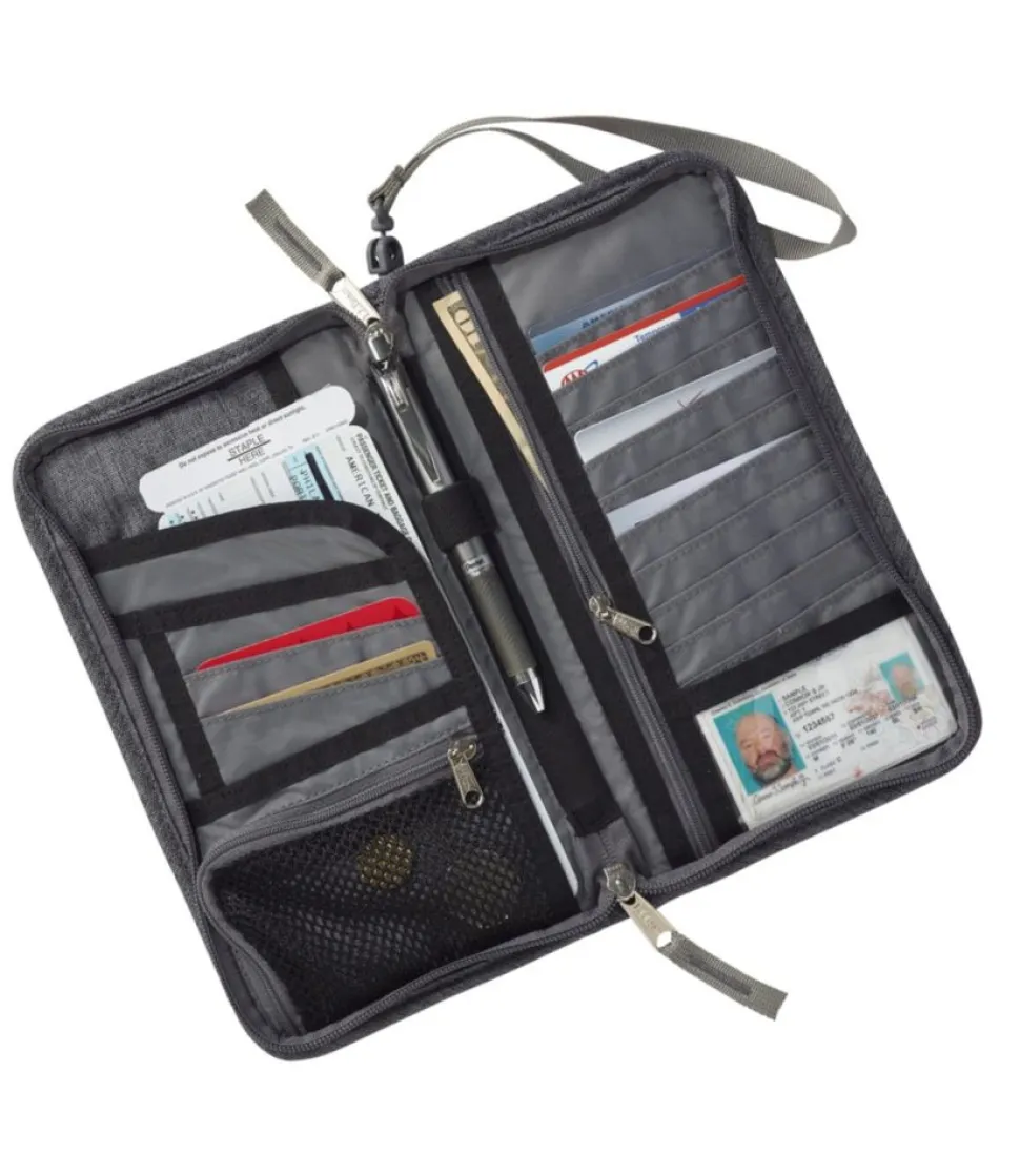 New L.L.Bean "RFID-Blocking Travel Ticket Organizer" GreyHeather