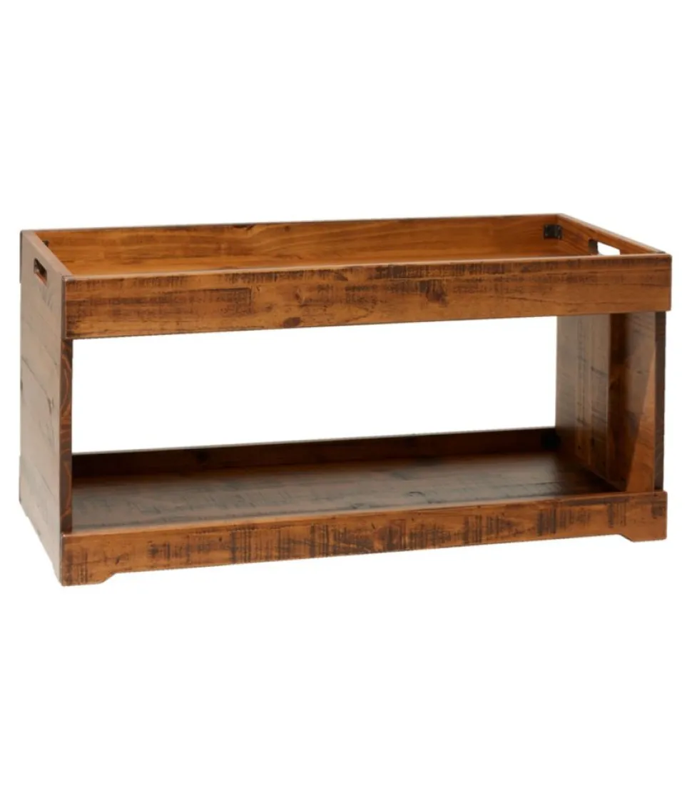 Best Sale L.L.Bean "Rustic Wooden Two Tier Boot Tray" DarkNatural