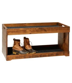 Best Sale L.L.Bean "Rustic Wooden Two Tier Boot Tray" DarkNatural