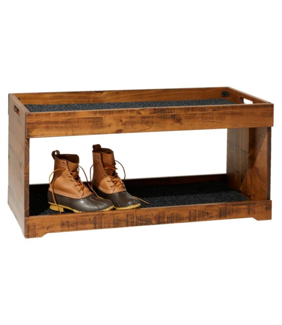 Best Sale L.L.Bean "Rustic Wooden Two Tier Boot Tray" DarkNatural