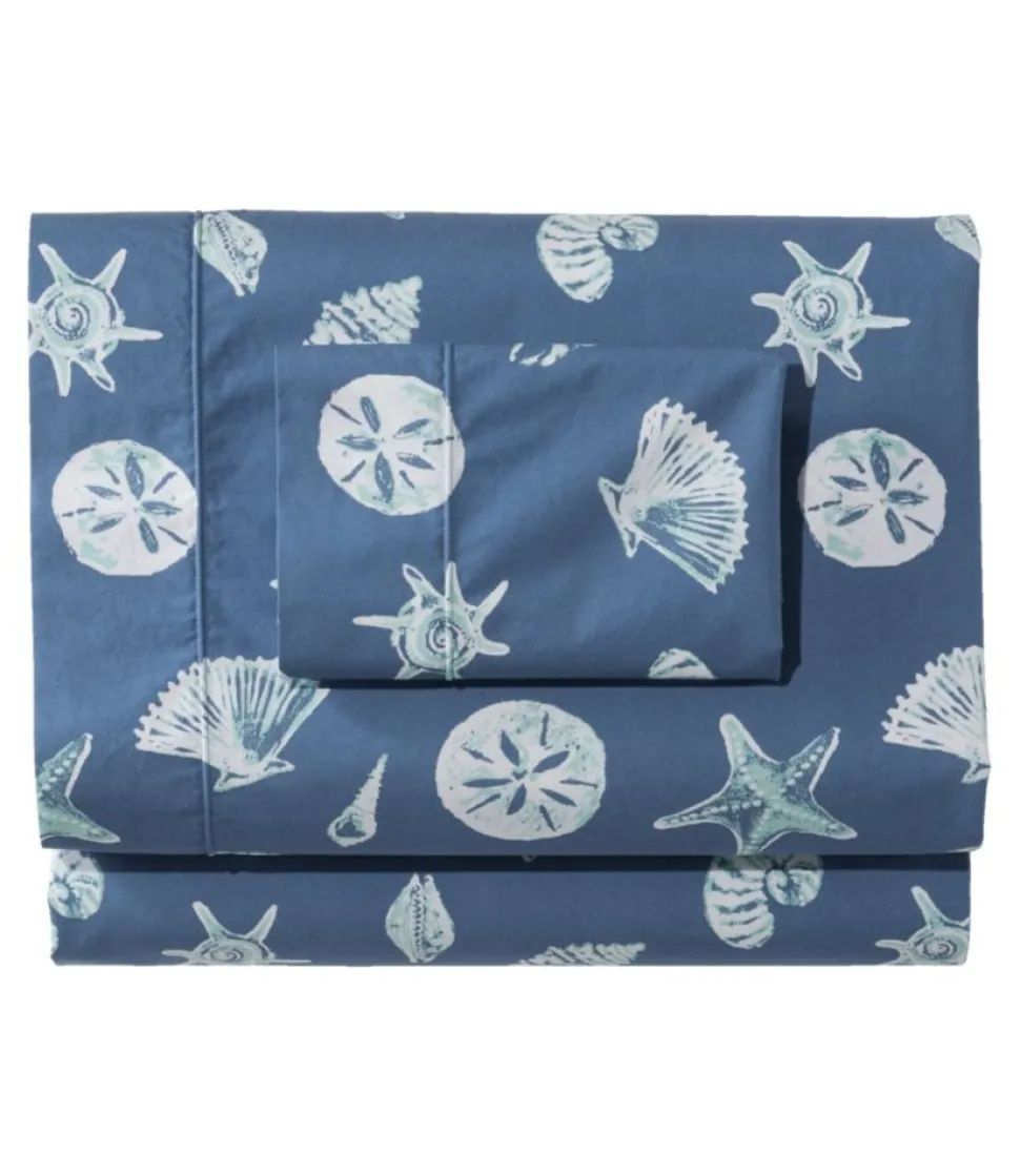 Flash Sale L.L.Bean "Seashell Percale Sheet Collection" MoonlightBlue