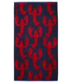 Fashion L.L.Bean "Seaside Beach Towel, Lobsters" BrightNavy