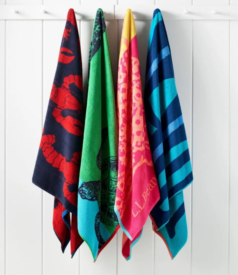 Hot L.L.Bean "Seaside Beach Towel, Paddles" OceanBlue