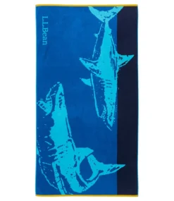 Discount L.L.Bean "Seaside Beach Towel, Shark" CapriBlue