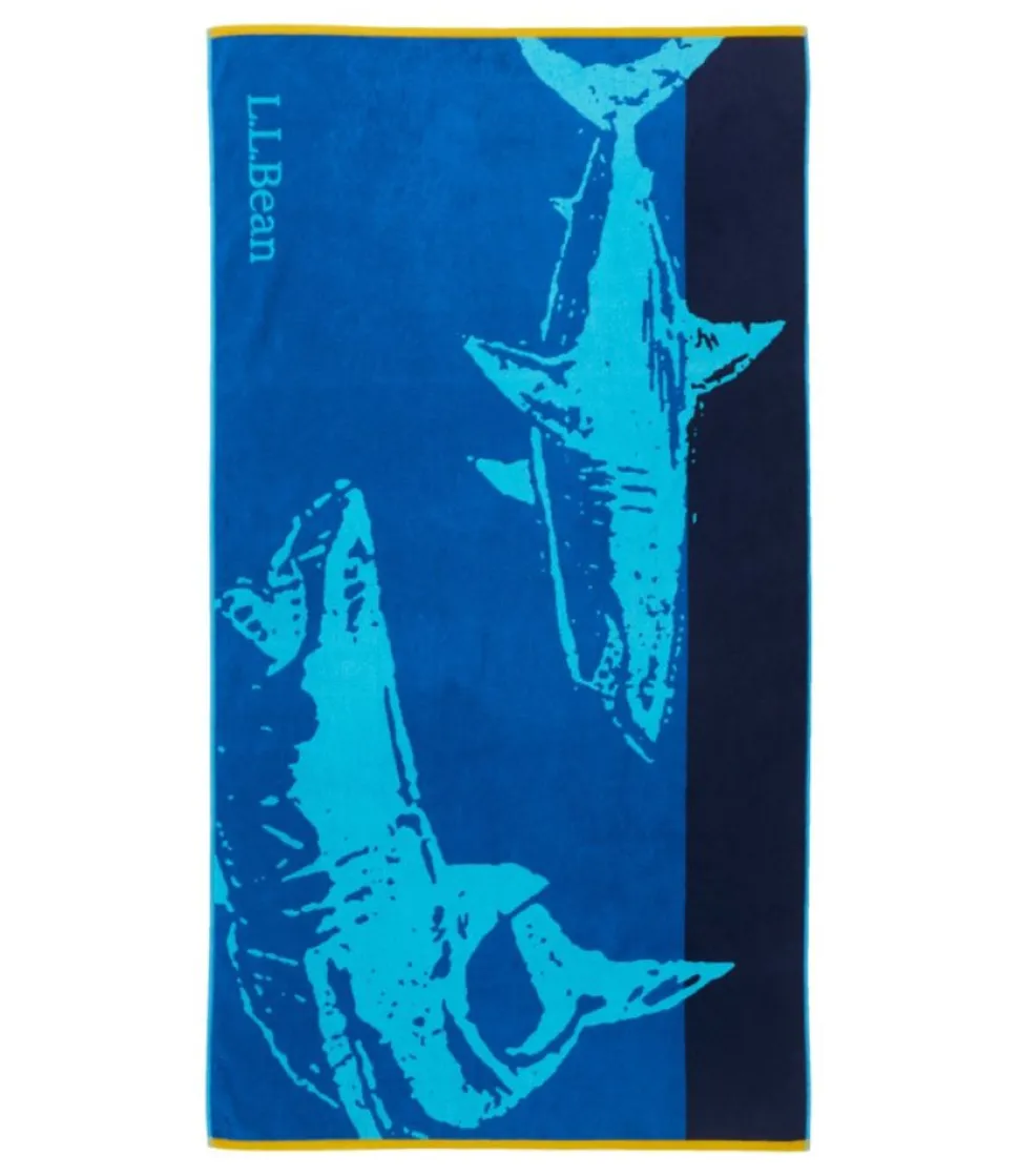 Discount L.L.Bean "Seaside Beach Towel, Shark" CapriBlue