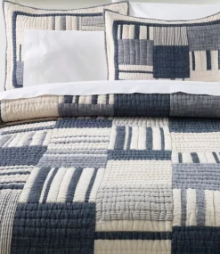 Fashion L.L.Bean "Striped Patchwork Quilt Collection" Indigo