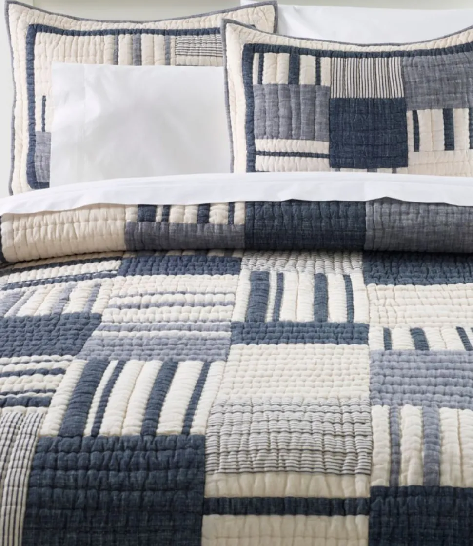 Fashion L.L.Bean "Striped Patchwork Quilt Collection" Indigo