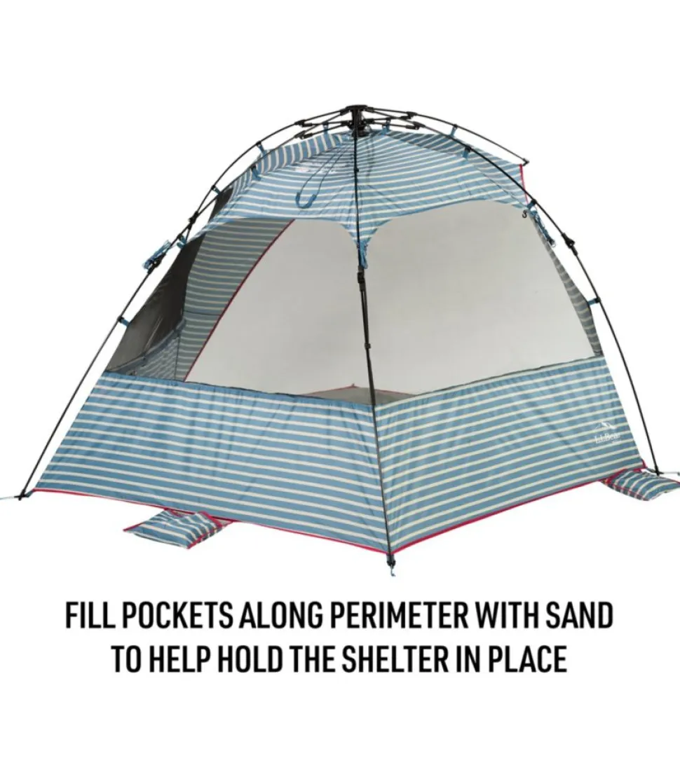 Discount L.L.Bean "Sunbuster Folding Shelter, Print" SeaAquaStripe