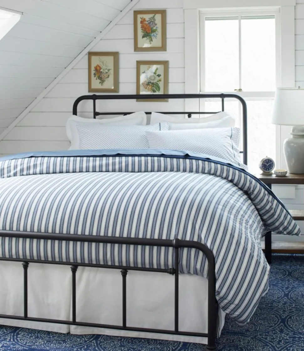 Cheap L.L.Bean "Sunwashed Percale Comforter Cover, Stripe" MarinerBlue