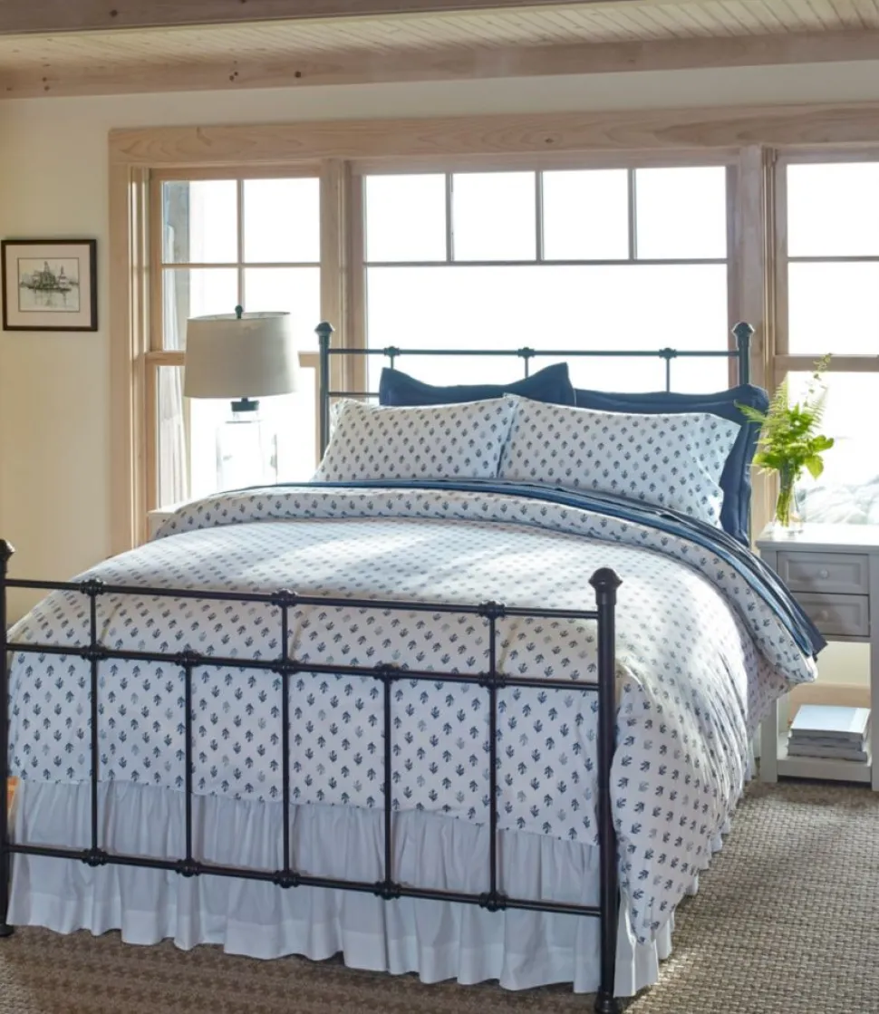 Fashion L.L.Bean "Sunwashed Percale Comforter Cover, Leaf Print" CharcoalBlue