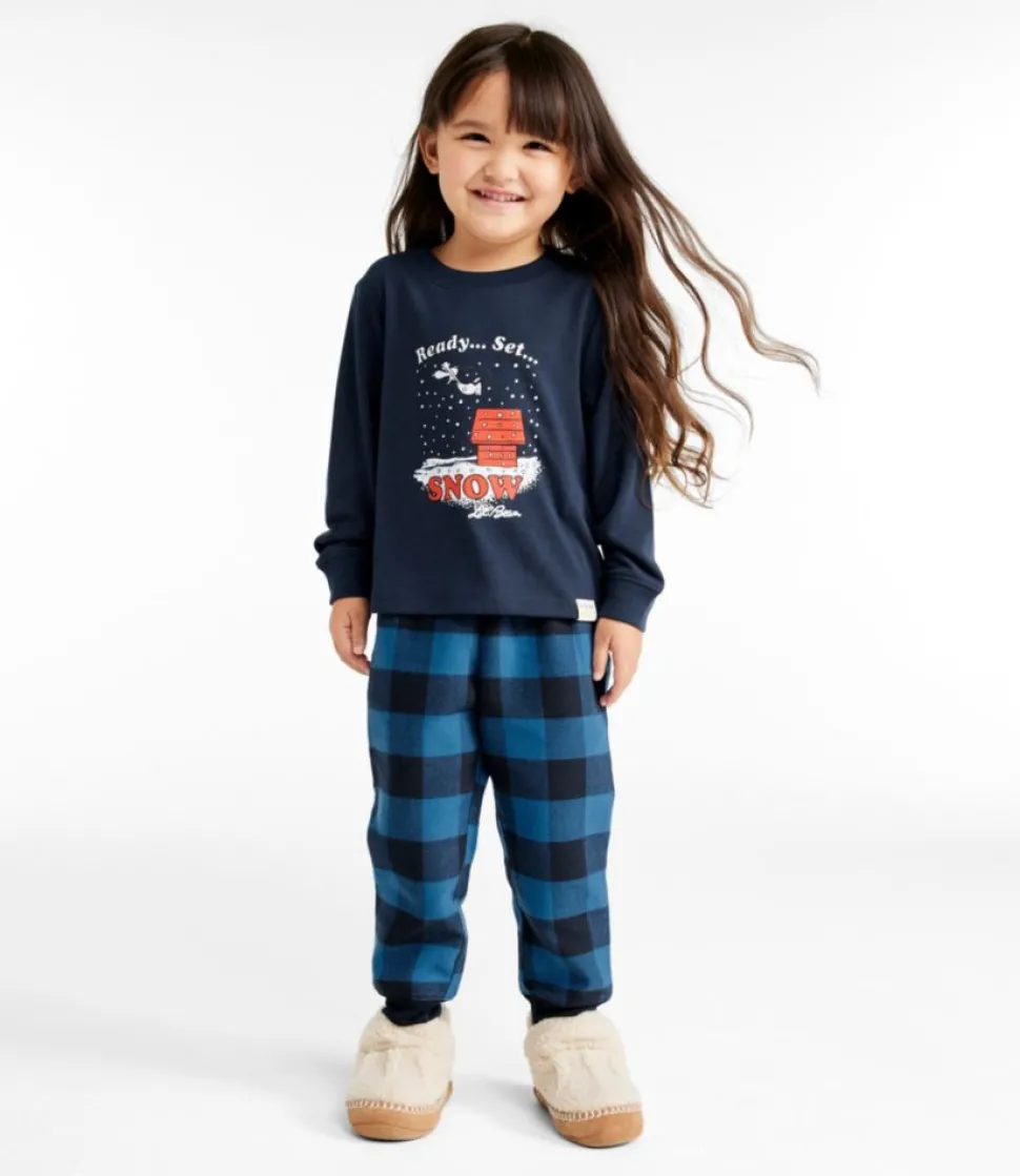Best L.L.Bean "Toddlers' X Peanuts Flannel Pajamas" MarineBlueBuffalo