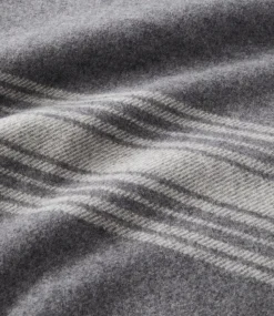 Hot L.L.Bean "Washable Wool Throw, Striped" DarkGrayHeather/Cream