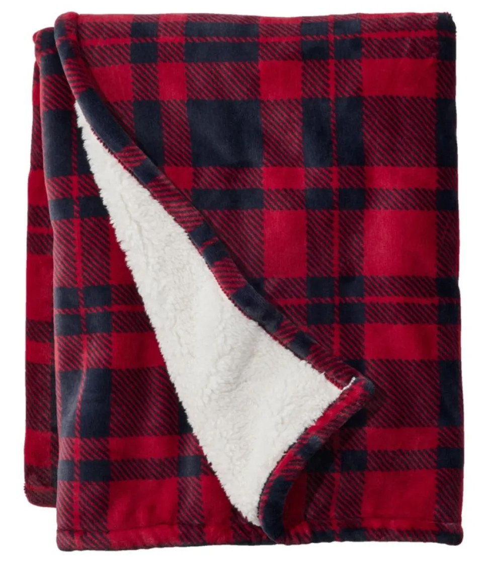 Best Sale L.L.Bean "Wicked Plush Sherpa Throw, Plaid"