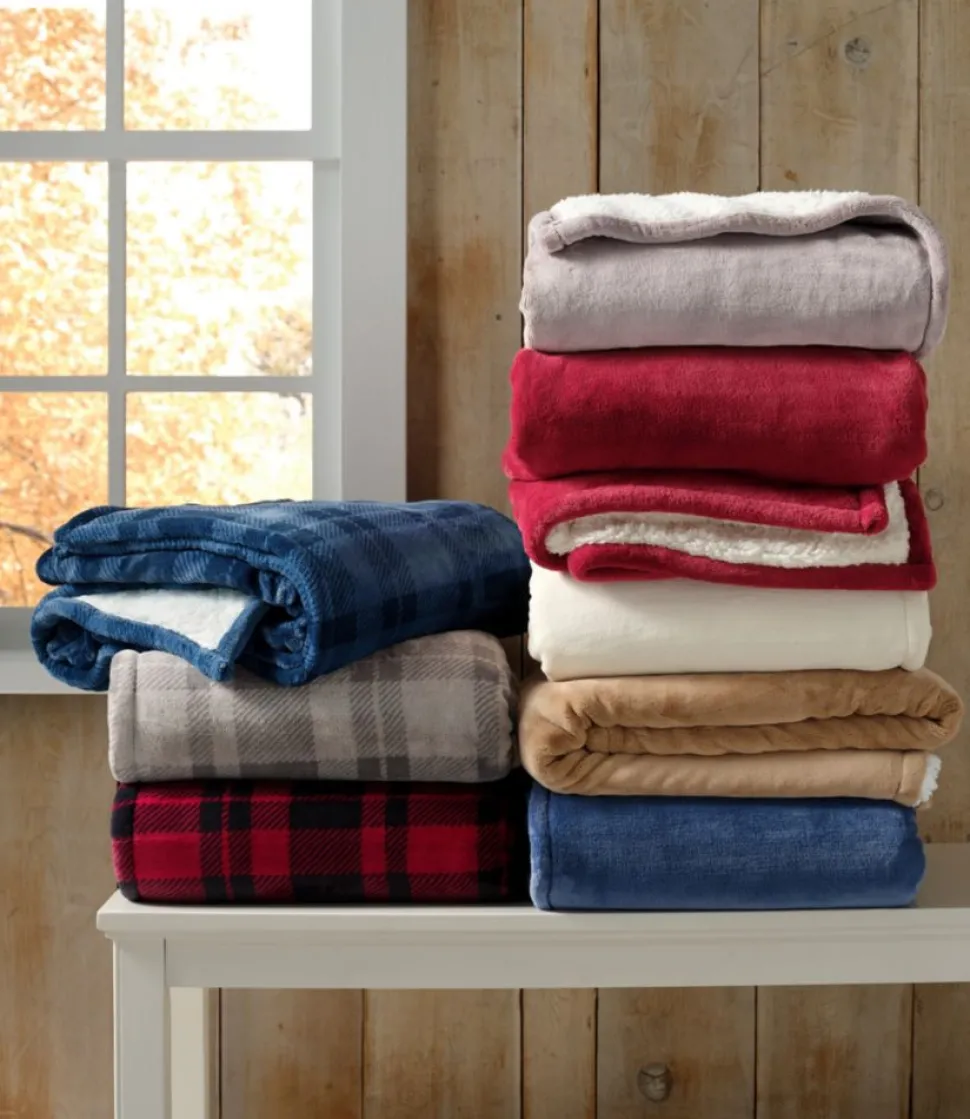Best Sale L.L.Bean "Wicked Plush Sherpa Throw, Plaid"
