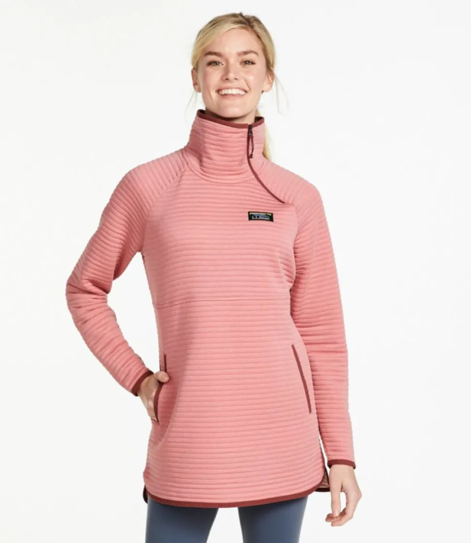 New L.L.Bean "Women's Airlight Knit Asymmetrical Quarter-Zip Tunic" BlushHeather