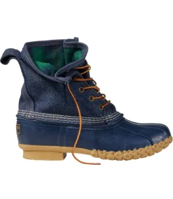 Best L.L.Bean "Women's Bean Boots, 8" Denim Insulated Flannel-Lined" DarkDenim/BrightNavy/Gum/ClassicNavy
