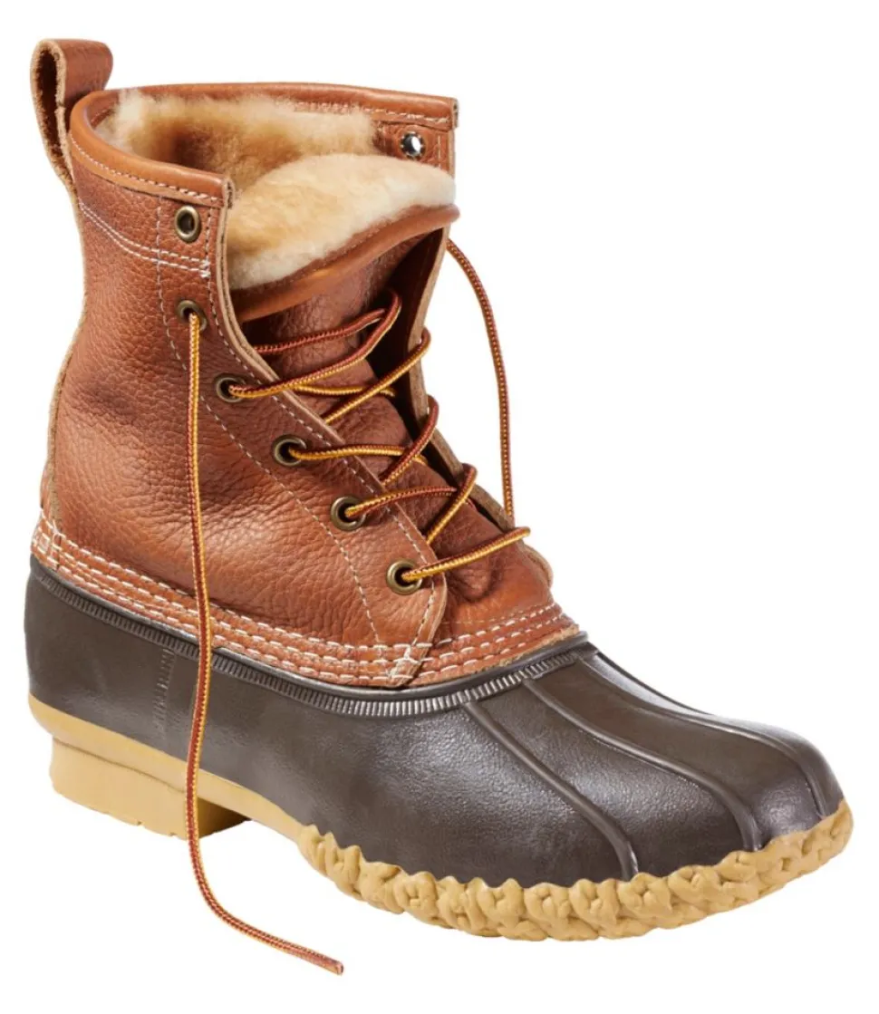 Outlet L.L.Bean "Women's Bean Boots, 8" Shearling-Lined Insulated" Tan/Brown