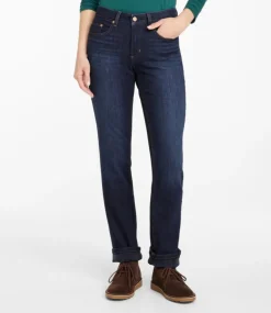 New L.L.Bean "Women's BeanFlex® Jeans, Mid-Rise Straight-Leg Lined" Rinsed