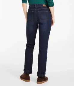 New L.L.Bean "Women's BeanFlex® Jeans, Mid-Rise Straight-Leg Lined" Rinsed